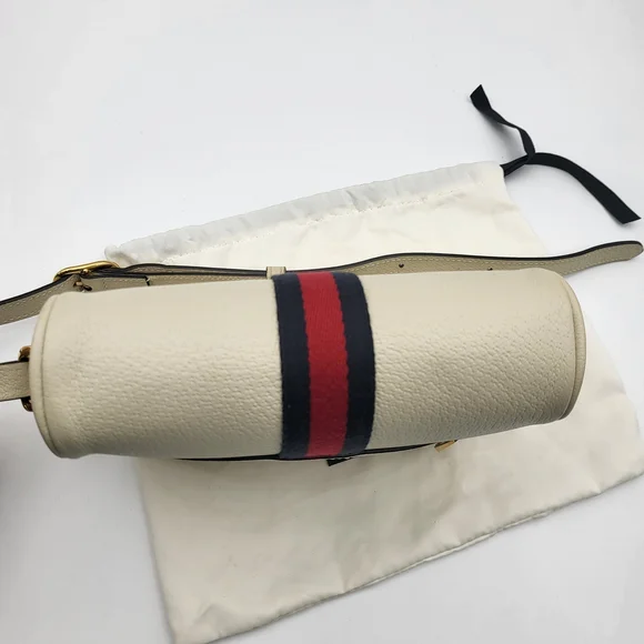 GUCCI Textured Dollar Calfskin Web Mini Ophidia Shoulder Bag Mystic White. Auth. - Picture 6 of 16